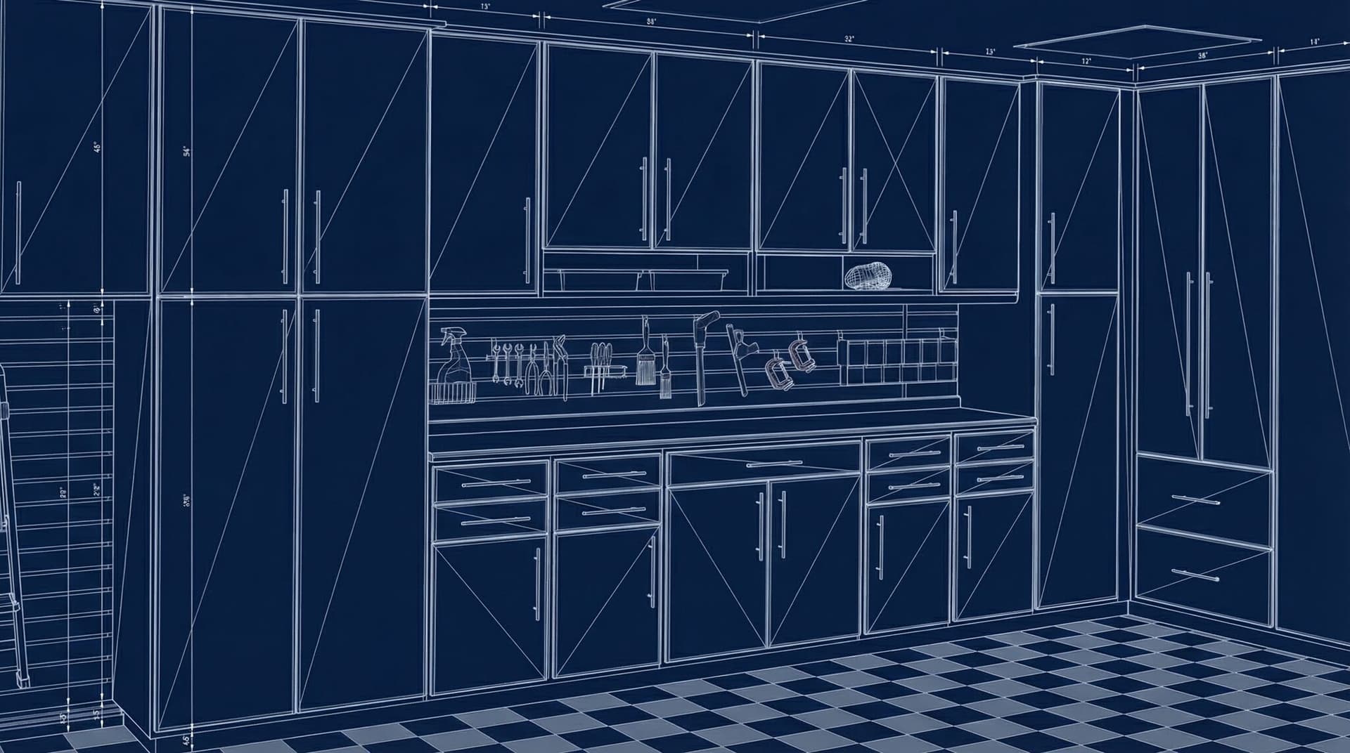 3D design render of garage storage system